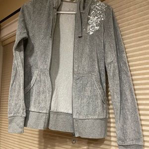 Maurice gray velvet zip up